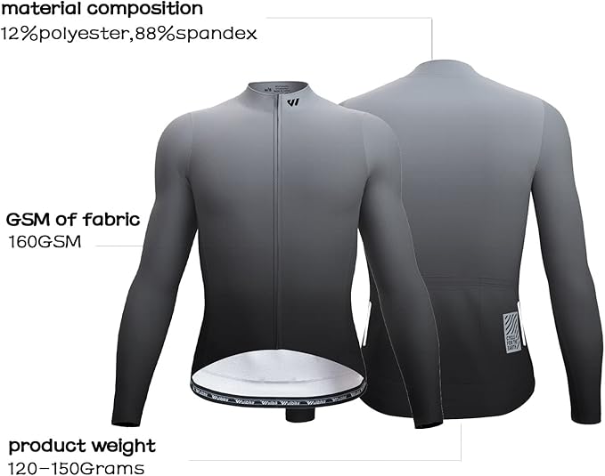 Men's Cycling Jerseys Long Sleeve Bike Biking Shirts Full Zip with Pockets Road Bicycle Clothing
