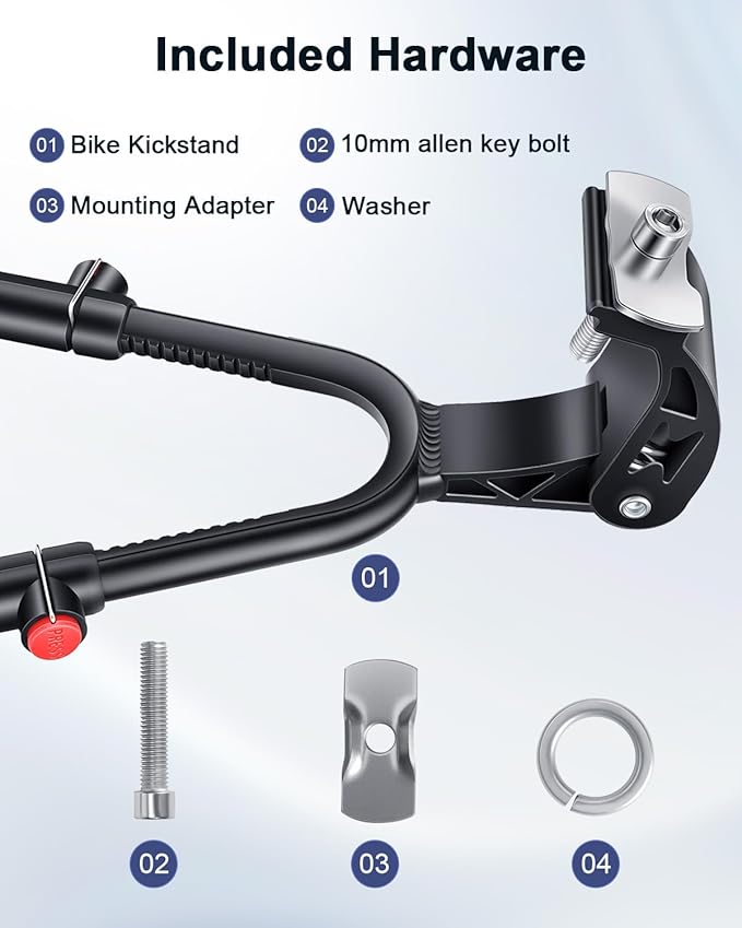 WSDCAM Bike Kickstand, Adjustable Double Legs Bicycle Kick Stands for 24”-29” Adult Bikes, Aluminum Alloy Kickstand Non-Slip Center Mount for Mountain, Road, Cargo Bike, Auxiliary Bicycle Repair Tool