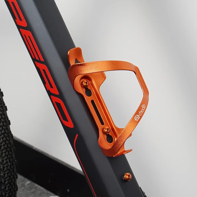 Chooee Mountain Bike Water Bottle Cage, Aluminum Bicycle Water Bottle Holder for Road Bikes Orange 2-Pack