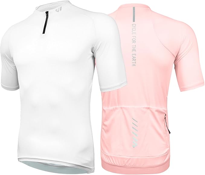 Wulibike Cycling Jersey Men Short Sleeve, Road Bike Shirts 1/4 Zipper with Pockets, Bicycle Clothing Breathable Quick Dry