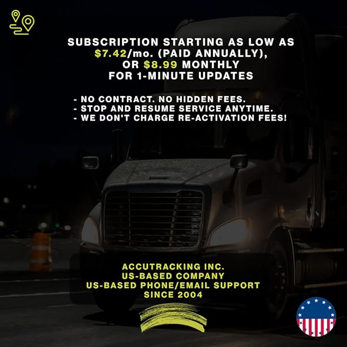 AccuTracking Solar GPS Tracker, 12,000mAh Long Lasting Battery, Magnetic, Heavy Duty, Large Panel, IP67 Waterproof, Trucks, Trailers, Farming, Equipment, RV, 4G LTE Worldwide, Subscription Needed