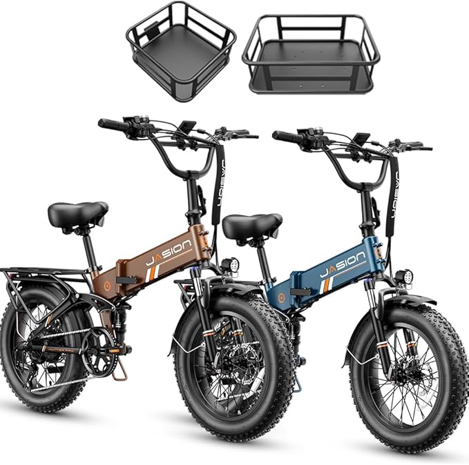 Jasion X-Hunter ST/PRO Foldable Electric Bike for Adults with 20'' Fat Tire,Up to 71-80 Miles Range Ebike,1800W/1400W Peak Motor,30+MPH E Bike,Full Suspension&Dual Hydraulic Disc Brakes Bicycles