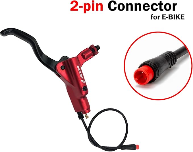 Zoom HB876E 2-PIN/3-PIN 4-Pistons E-Bike Electric Power-Off Hydraulic Brake Set with 180mm Rotors, Pre-Bled Hydraulic Disc Brake Caliper Lever for eBike (Included Mounting Adapter)