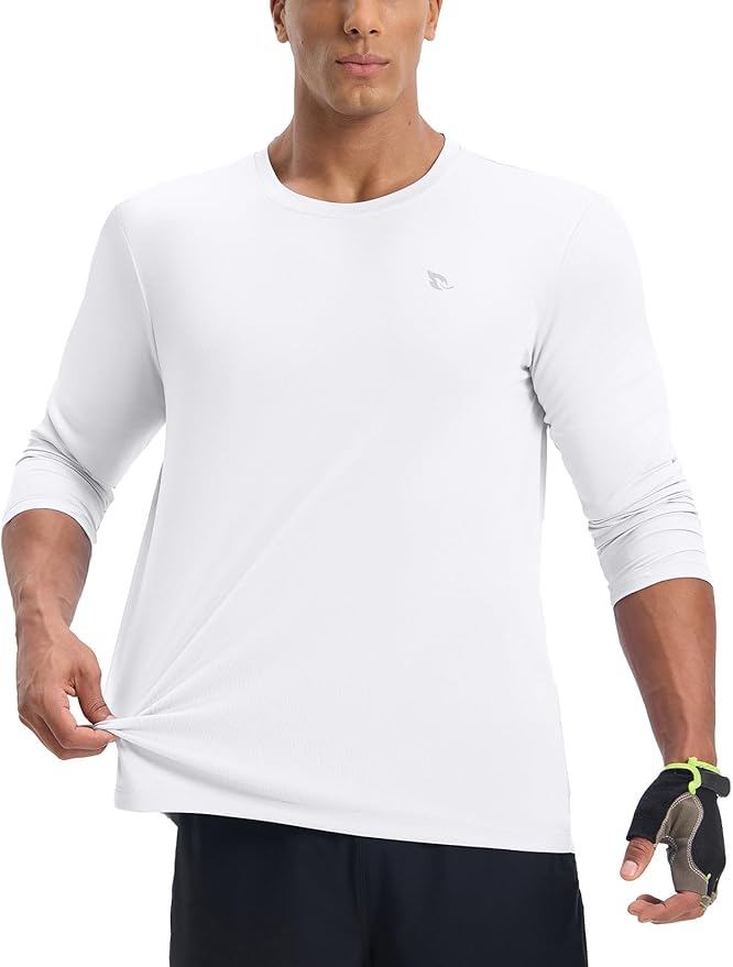 baleaf Men's Mountain Bike Shirts Long Sleeve Loose-fit Cycling Jersey Zipper Pocket UPF 50+ Workout Hiking Athletic Running