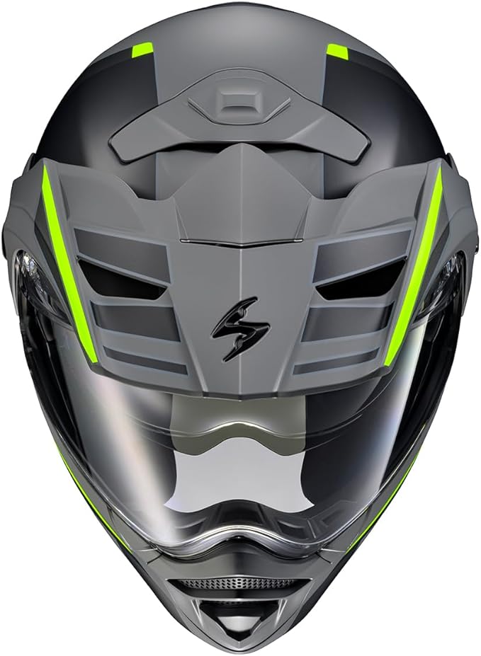 ScorpionEXO AT960 Modular Adventure Street Motorcycle Helmet with Bluetooth Ready Speaker Pockets DOT ECE Approved Monk (Grey/Hi-Viz - X-Large)