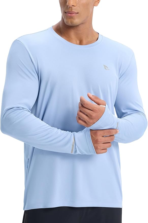 baleaf Men's Mountain Bike Shirts Long Sleeve Loose-fit Cycling Jersey Zipper Pocket UPF 50+ Workout Hiking Athletic Running