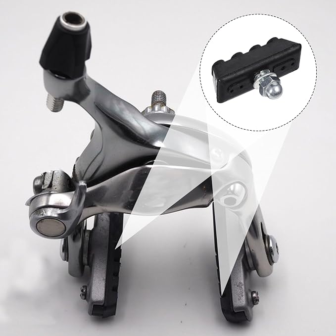 Bike Brake Pads, 2 Pair Caliper Brake Blocks for Road Bicycle Rubber V-Brake Pads Bike Brake Pads Caliper Brake Blocks for Road Bicycle Quiet & Non-Skid Cycling Accessories for MTB and Road Bicycles