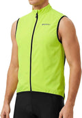 qualidyne Men’s Lightweight Windproof Cycling Vest, Full-Zip Sleeveless Bike Gilet with Breathable Mesh Back and Reflective