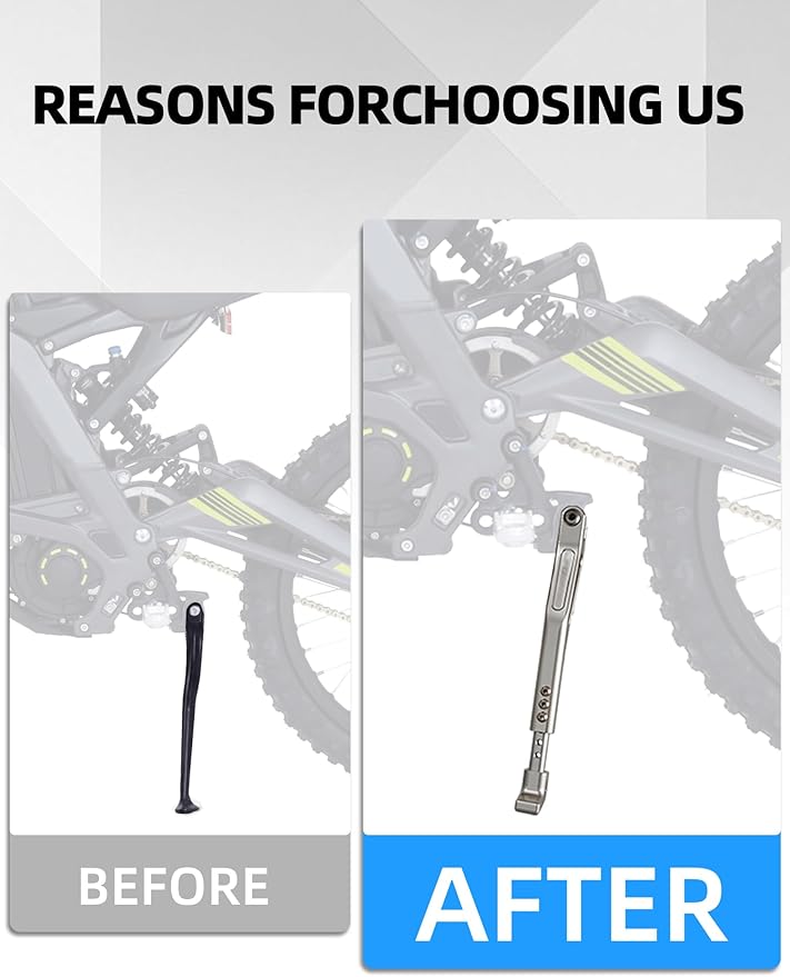JFG RACING Kickstand for Edirt Bike,CNC Foot Pegs Kick Stand for Electric Dirt Bike Surron Light Bee X and S/E Ride Pro S SS SR/Talaria Sting/X160/X260-Silver