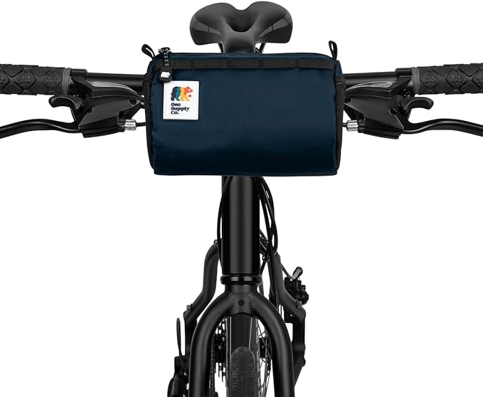 Handlebar Bike Bag – Water-Resistant Hard Shell with Quick-Access Zipper, Side Mesh Pockets, and Spacious Storage – Ideal for Cycling, Commuting, and Adventure Rides (Navy Blue)