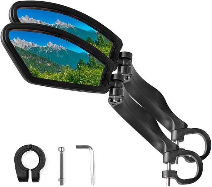 Bike Mirror for Handlebars – Adjustable 360° Bicycle Rear View Mirror, Wide-Angle Shatterproof Glass, Durable Handlebar Mounted Bike Mirror for Road, Mountain & E-Bikes – Safety Cycling Mirror