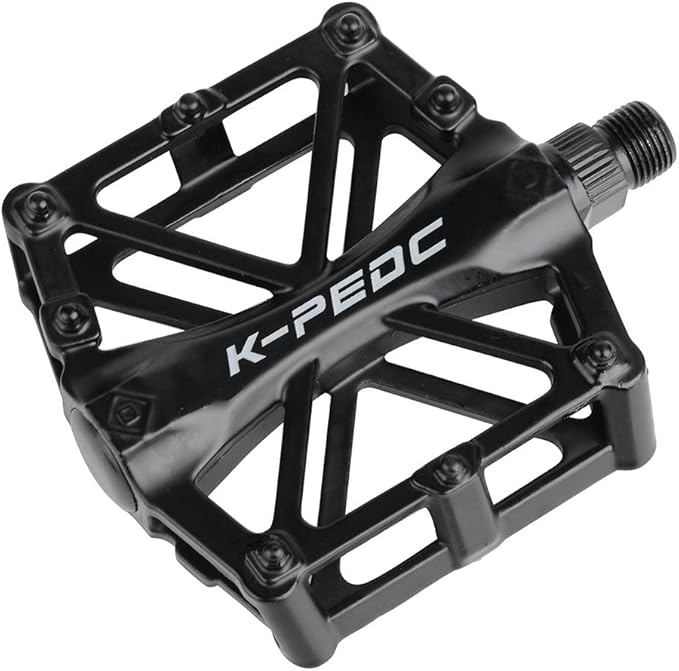 Aluminium CNC Bike Pedals 9/16", Lightweight Mountain Road Bike Pedal with 16 Anti-Skid Pins Bicycle Pedals for MTB BMX