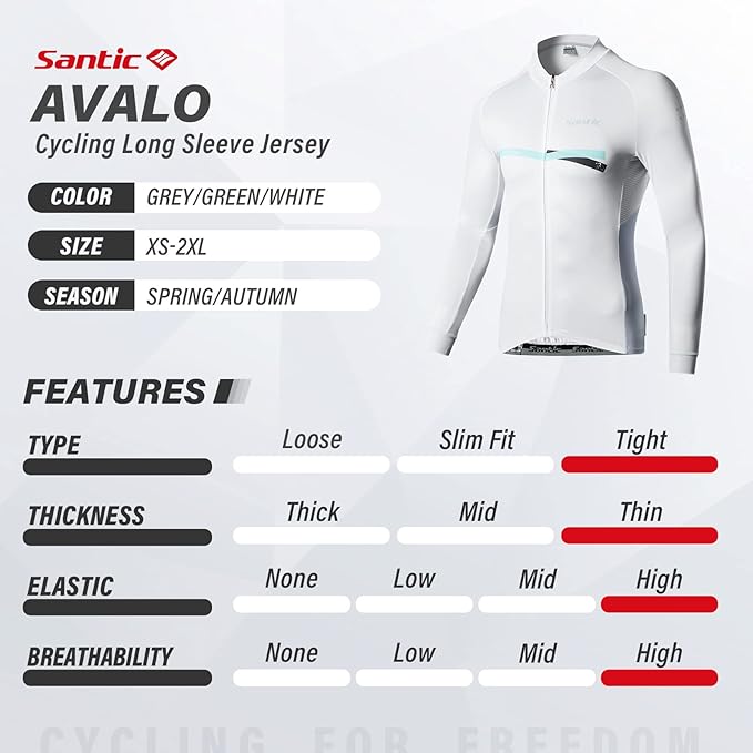 Santic Cycling Jersey Men's Long Sleeve Bike Reflective Full Zip Bicycle Shirts with Pockets