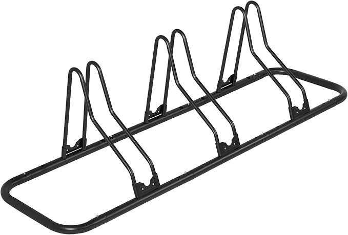 CyclingDeal Bicycle Floor Type Adjustable Parking Rack Stand - for Fat Mountain MTB & Road Bike Indoor Garage Storage - 3 Bikes
