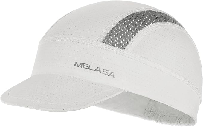 MELASA Cycling Cap, Cooling Skull Cap Helmet Liner with Sun Visor, Sun Protection Running Bike Cap for Men Women Under Helmet
