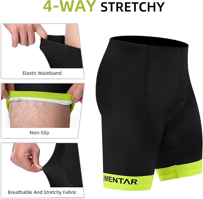 Men's Cycling Shorts, Padded Bicycle Riding Pants Bike Shorts Biking Clothes Cycle Wear Tights