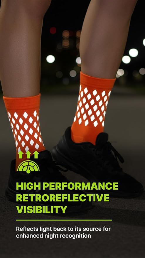 ReflecToes Reflective Socks for cycling and running - 330 Candle Power High Visibility Night Safety Gear - Biomotion Support