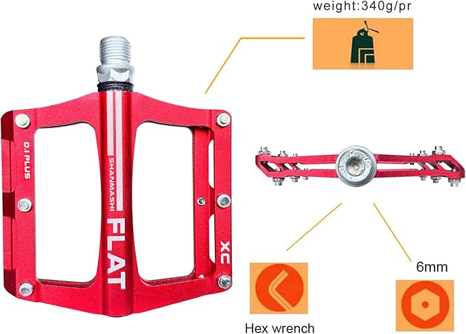 UPANBIKE Mountain Bike Bearing Pedals 9/16'' Spindle Aluminum Alloy Flat Platform for BMX MTB Road Bicycle