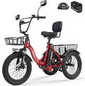 T300 Adults Electric Trike Bike, 1200W Peak Motor & 624Wh Removable Battery,18x3.0 Fat Tire Foldable 3-Wheel E-Bike with Step-Thru Design, Up to 65 Miles, Gift for Parents