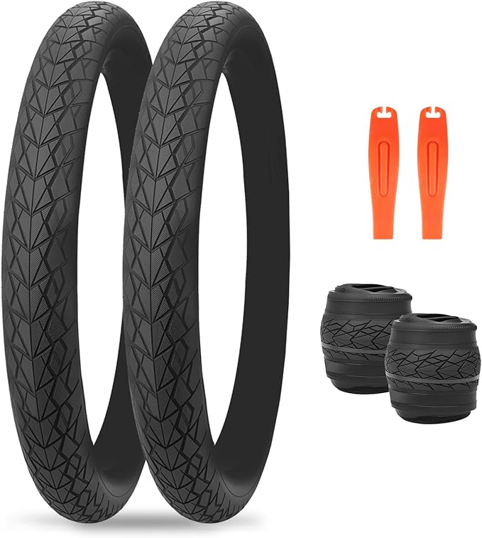 MEGHNA Bike Tire 20/24/26/27.5 inch Foldable Replacement Cruiser Bike Tire Mountain Bike Groove Anti-Slip with Tire Lever for Kids Hybrid Bike