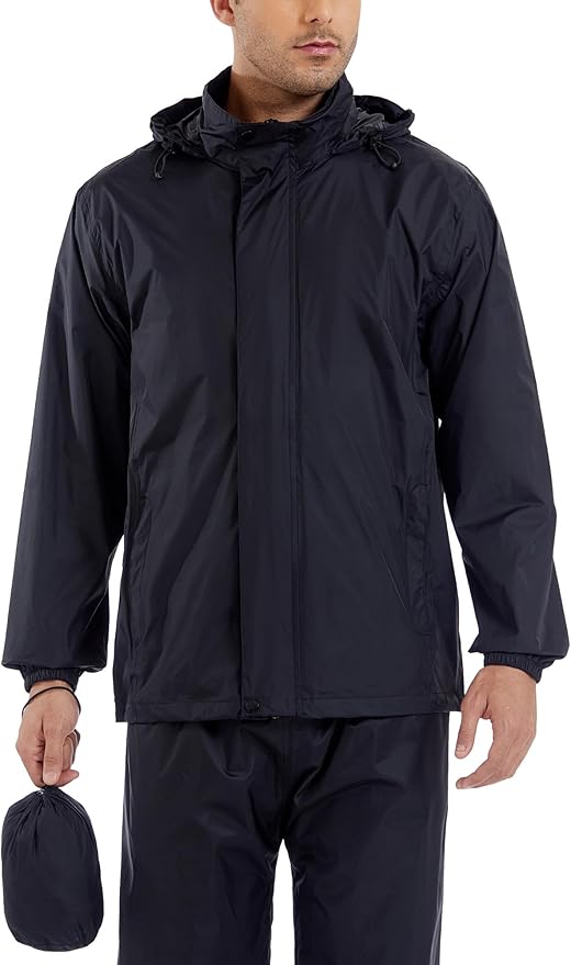 GIISAM Men’s Rain Jacket with Hood Lightweight Rain Coats Waterproof Raincoat Packable Windbreaker for Hiking Cycling
