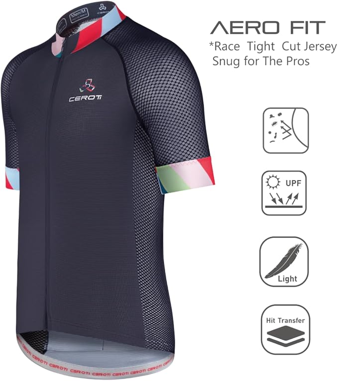 CEROTIPOLAR Snug Fit Men AirCool Cycling Jersey Bike Shirts UPF50+,PRO Dry Fit Light Weight Fabric