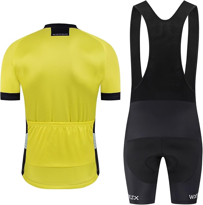 Men's Cycling Jersey Set Road Bike Shorts Sleeves Jersey Zipper Pokcet Bib Shorts with 20D Gel Pad Biking Clothing Sets