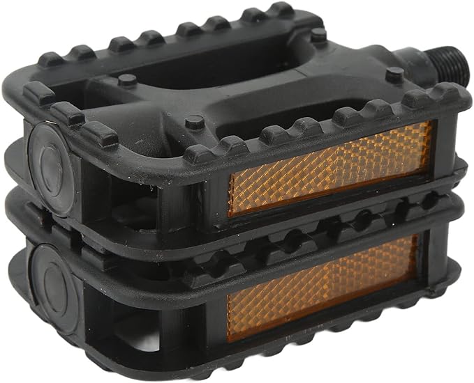 2Pcs Mountain Bike Pedals Replacement, Robust Non Slip Plastic Foot Pedals with Reflective Stripe, Commuter Bike Pedals, Bicycle Pedals for Safety and Enhanced Performance, Road Bike Pedals