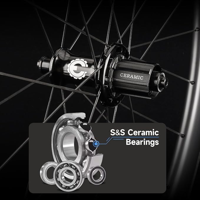 ELITEWHEELS SLT Carbon Fiber Road Bike Wheels 700C Ceramic Bearing Hub Tubeless Compatible Clincher Wheelset Pillar 1423 Spoke