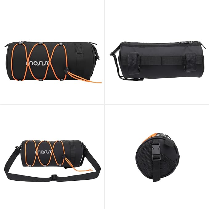 MOSISO Bike Handlebar Bag, Waterproof Bicycle Front Frame Pouch, 2.5L Bike Top Tube Bag Bicycle Roll Storage Pack Cycling Accessories Cylinder Pouch with Shoulder Strap, Black