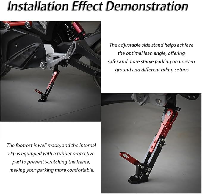Motorcycle Adjustable Kickstand for Kawasaki KX450 2002-2025, Aluminum Side Stand Non Slip Foot Pad Stable Parking Support Motorcycle Scooter Bike,Silver