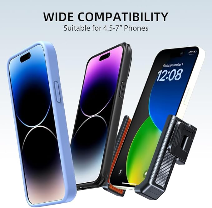Bike Phone Mount, Motorcycle Phone Holder with Not Block Camera, Motorcycle Handlebar Cell Phone Clamp for iPhone 16, iPhone 15 Pro Max/Plus,14,S9, S10 and More 4.5" to 7" Phone