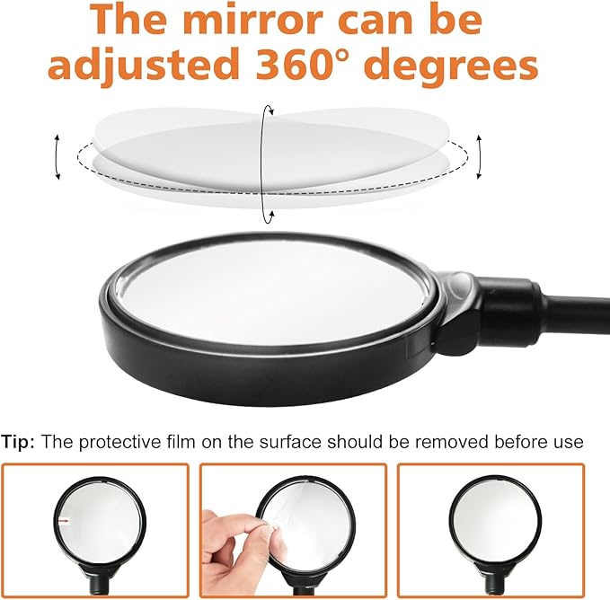 Bike Mirror Handlebar Mount(Black-2 piece), Adjustable Rotatable Bicycle Rear View Mirror, Wide Angle Acrylic Convex Safety Mirror for Mountain/Road Bicycles