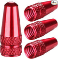 Aluminum Presta Valve Stem Caps – Red Tire Air Dust Covers for Bike (4 Pack) – Fit French Valves on Road, MTB, Hybrid, Racing, Fitness, Folding & Fat Bikes