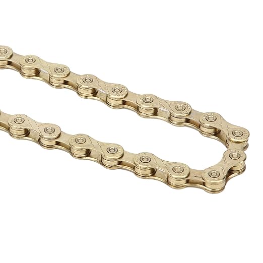F10 Mountain Road Folding Bike Chain Steel 10 Speed Wearresistant Installation Chain for Beginner Bike (Silver) (Gold
