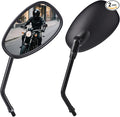 Universal Motorcycle Mirrors - M10 Black Oval Handlebar Rearview Mirrors Compatible with Honda Shadow MSX125 Kawasaki Vulcan Z900 Suzuki SV650 Volusia