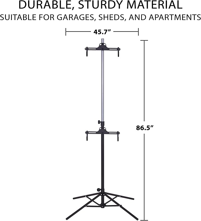 RaxGo Bike Garage Storage Rack, 2 Bicycle Garage Floor Stand, Foldable, Freestanding, Adjustable Hooks, For Mountain & Road bicycles, Universal For Indoor Use
