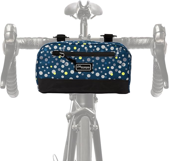 Po Campo Domino Handlebar Bag - Large, Waterproof Bicycle Storage Baskets for Front Mount - Lightweight Bike Bags That Convert To Crossbody (Bubbly)