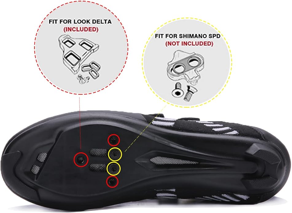 Unisex Road Bike Cycling Shoes Compatible with Peloton Shimano SPD Bike Riding Shoes for Men Women, 3 Straps, Pre-Installed Delta Cleats for Indoor Outdoor Cycling Biking