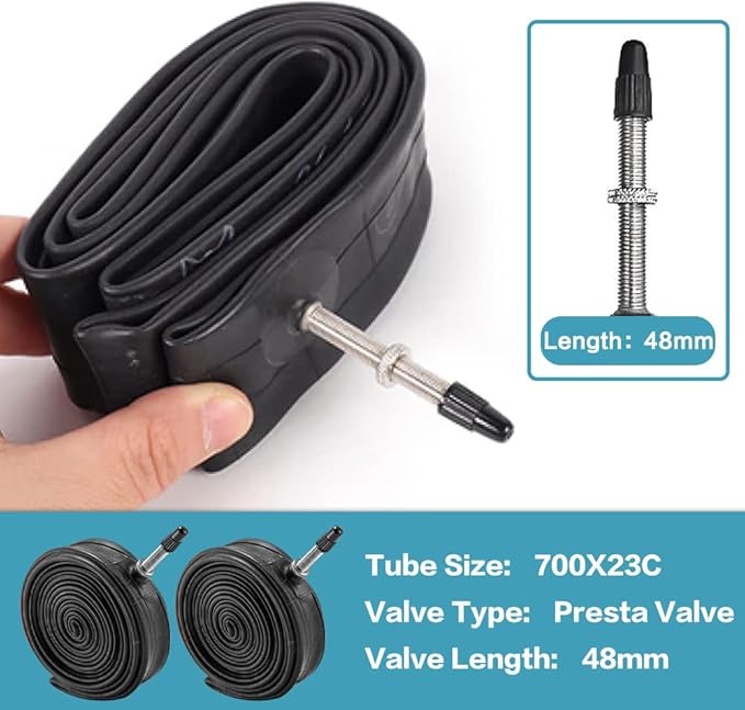 1 or 2 Pack 700X23C/25C/28C/35C Road Bike Tires with or Without 2 Inner Tubes Presta Valve and 2 levers for City Commuter Road Pavement Garden Trail Bike Tires