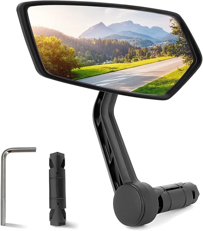 Arkham Bike Mirror for 0.59-0.65" Diameter Handlebar HD Bar End Bicycle Mirror Thickened Auto-Grade Glass for Handlebar Rearview Mirror Essential Bike Tool for Bicyclists E-Bike (Left)