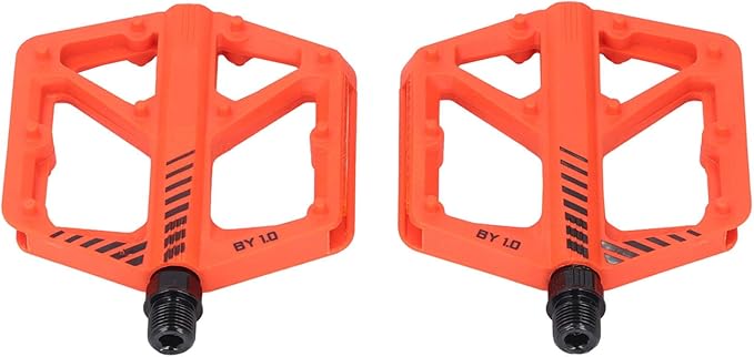 Cycle Pedal Nylon Fiber Enlarged Anti Slip Flat Platform Pedal for Road Mountain Cycle Lightweight Robust Durable Universal Fit 1 Pair (Orange)
