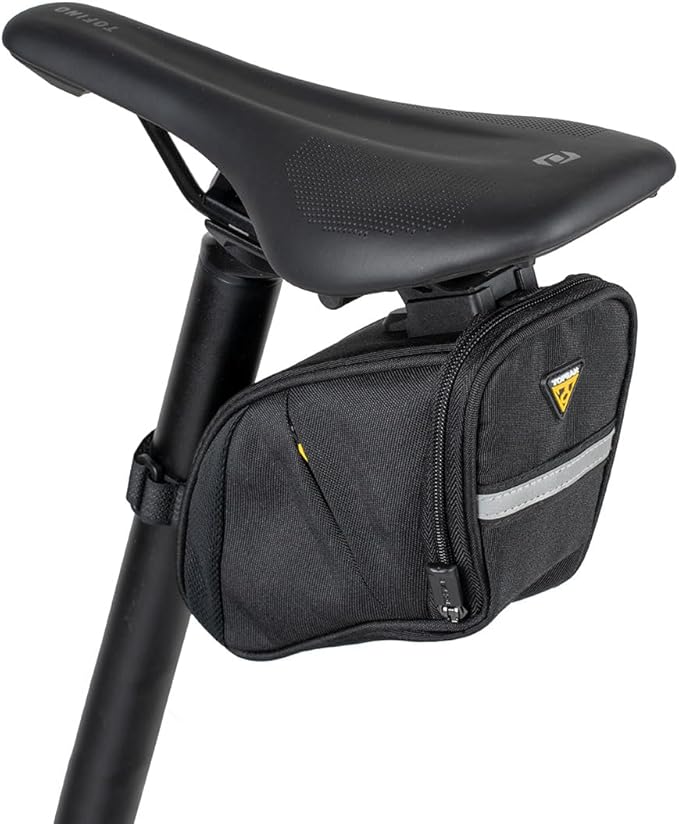 Topeak Aero Wedge Pack DX Medium – 0.9 L Expanding Under‑Saddle Seat Bag with QuickClick F25 Mount, Reflective Strip & Tool Compartments