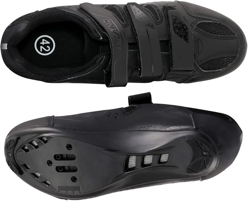 Hiland Unisex Wide Cycling Shoes Compatible with Peloton & Look Delta/SPD Cleats-3 Straps-Clip in Road/Mountain/Indoor Bike Shoes for Mens and Womens
