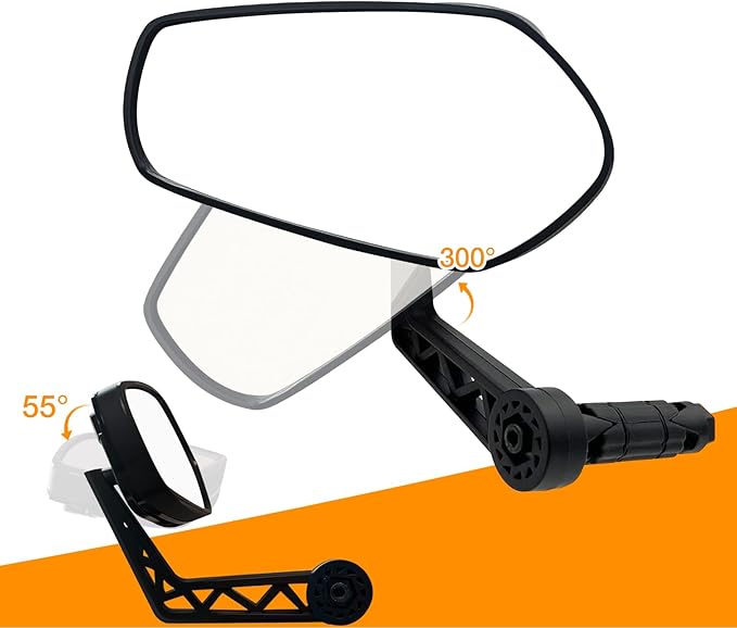 Bike Mirror for Handlebar, Bar End Bicycle Mirror, Anti-glare HD Glass Lens 360° Adjustable Rear View Mirror for E-bike, Mountain Bike, City Bikes & Scooter (Left 0.59-0.78")
