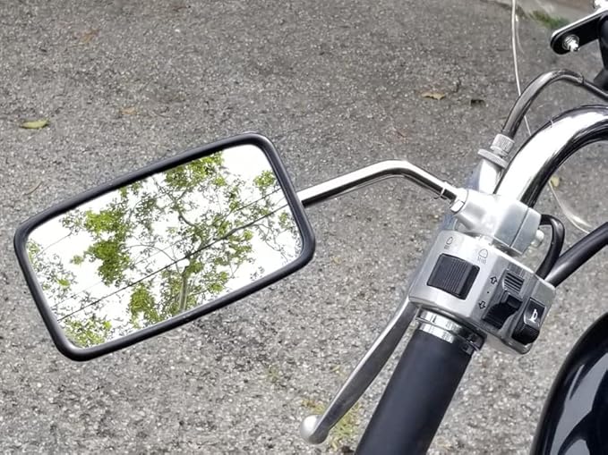 10 mm Bolt Chrome Motorcycle Universal Handlebar Rear view Side Mirrors Compatible with Harley Kawasaki Suzuki Aprilia Street Bike Cruiser Scooter Mirror SIZE: 125mm X 70mm (Chrome Silver)