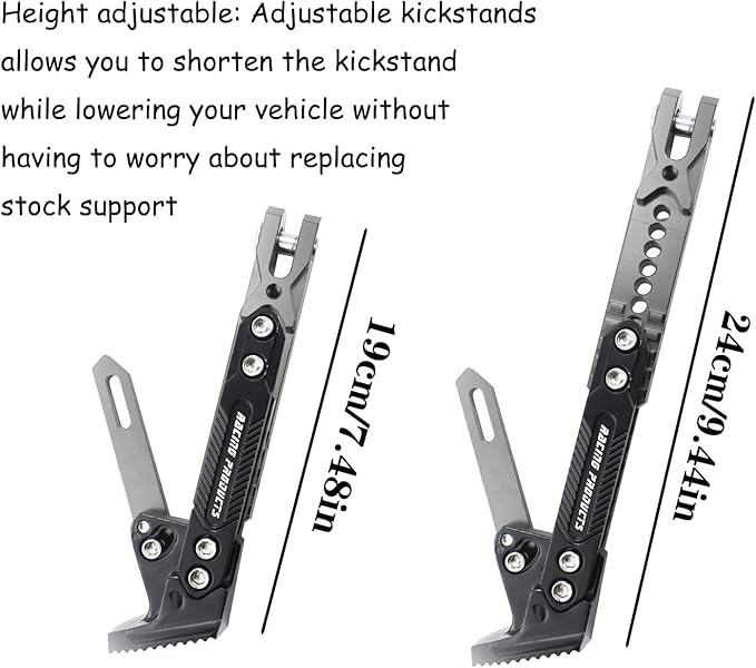 Universal Motorcycle Kickstand Accessories Motor Modified CNC Aluminum Alloy Adjustable Tripod Holder Kickstand Foot Side Support Stand Motor Scooter Motorbike Dit Pit Bike (gray)