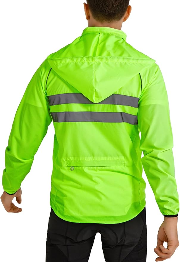 WOSAWE Packable Cycling Jacket Hooded Running Coat Lightweight Biking Windbreaker