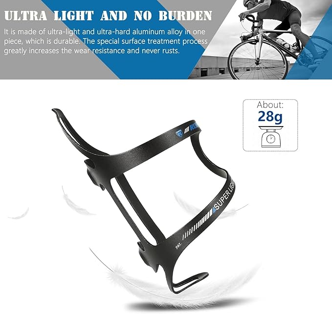 KOOTU Lightweight Aluminum Bicycle Water Bottle Cage, Durable Alloy Bike Bottle Holder, Bicycle Cup Holder for Road, Mountain, Hybrid Bikes – Blue