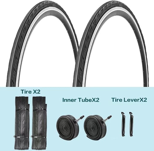 2 Pack 700x23C/25C/28C/35C/38C Bike Tires Plus Bike Inner Tubes Presta Valve 48mm or Schrader Valve 48mm Foldable Replacement Tires for Road Bicycle